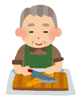 人参を切る男性のイラスト