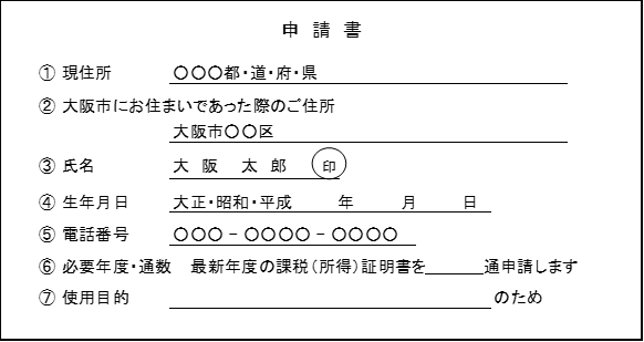 大阪市 郵便での証明書の請求方法 税 市税の証明 閲覧