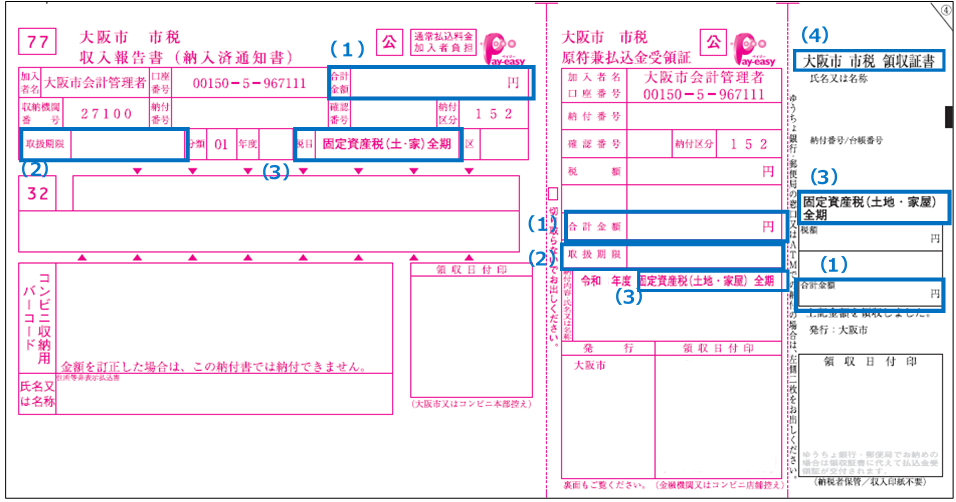 大阪市 固定資産税 都市計画税の通知書類について About Property Tax City Planning Tax Notification Documents 固定資産税 土地