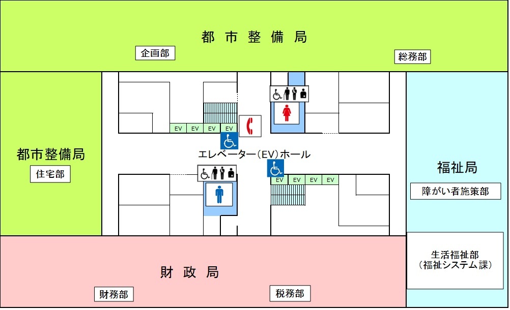大阪市役所6階の案内地図